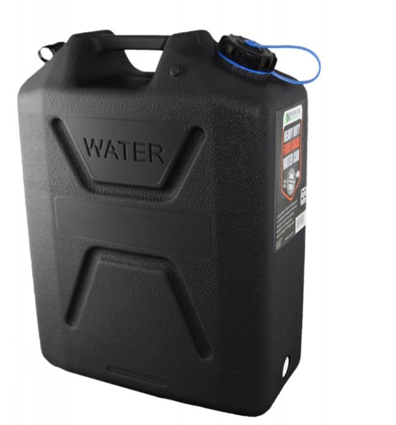 Wavian Heavy Duty Plastic 5 Gallon Water Can Black (4 Pack)