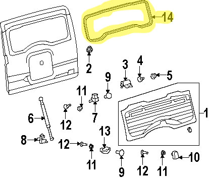 FJ Cruiser Rear Window Weather Stripping - Click Image to Close